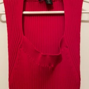 Red Ribbed Mid-drift Tank